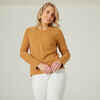 Women's Long-Sleeved Fitness T-Shirt 500 - Hazelnut