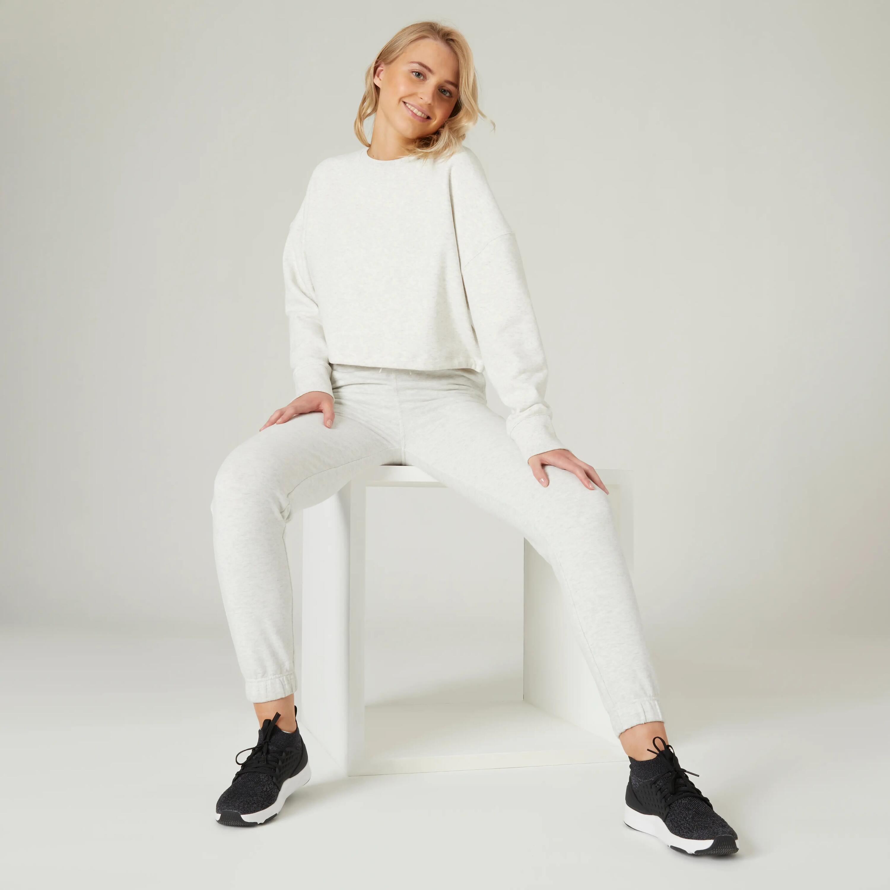 Women's Fitness Cropped Sweatshirt - White 7/9