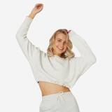 Women Gym Cotton Blend Cropped Drawstring Sweatshirt 520 - White