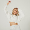 Women's Sweater Cropped Drawstring 520 For Gym-White