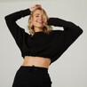 Women's Sweater Cropped Drawstring 520 For Gym-Black