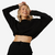 Sweat de fitness crop femme, noir