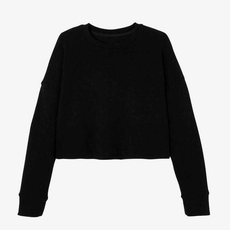 Bluză crop fitness Negru Damă