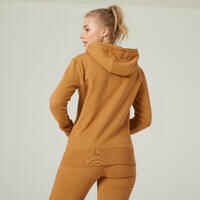 Women's Fitness Hoodie 500 Essentials - Hazelnut