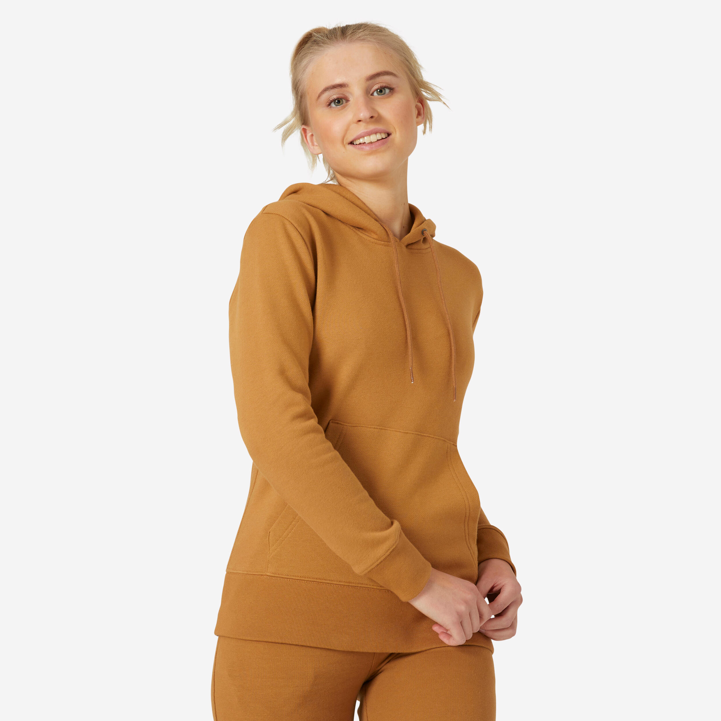 Women's Fitness Hoodie 500 Essentials - Hazelnut 1/5