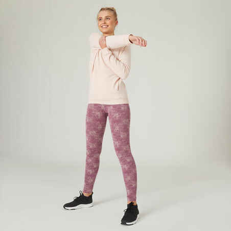 Women's Slim-Fit Fitness Leggings Fit+ 500 - Purple Print