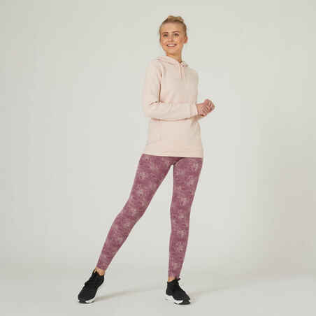 Women's Slim-Fit Fitness Leggings Fit+ 500 - Purple Print