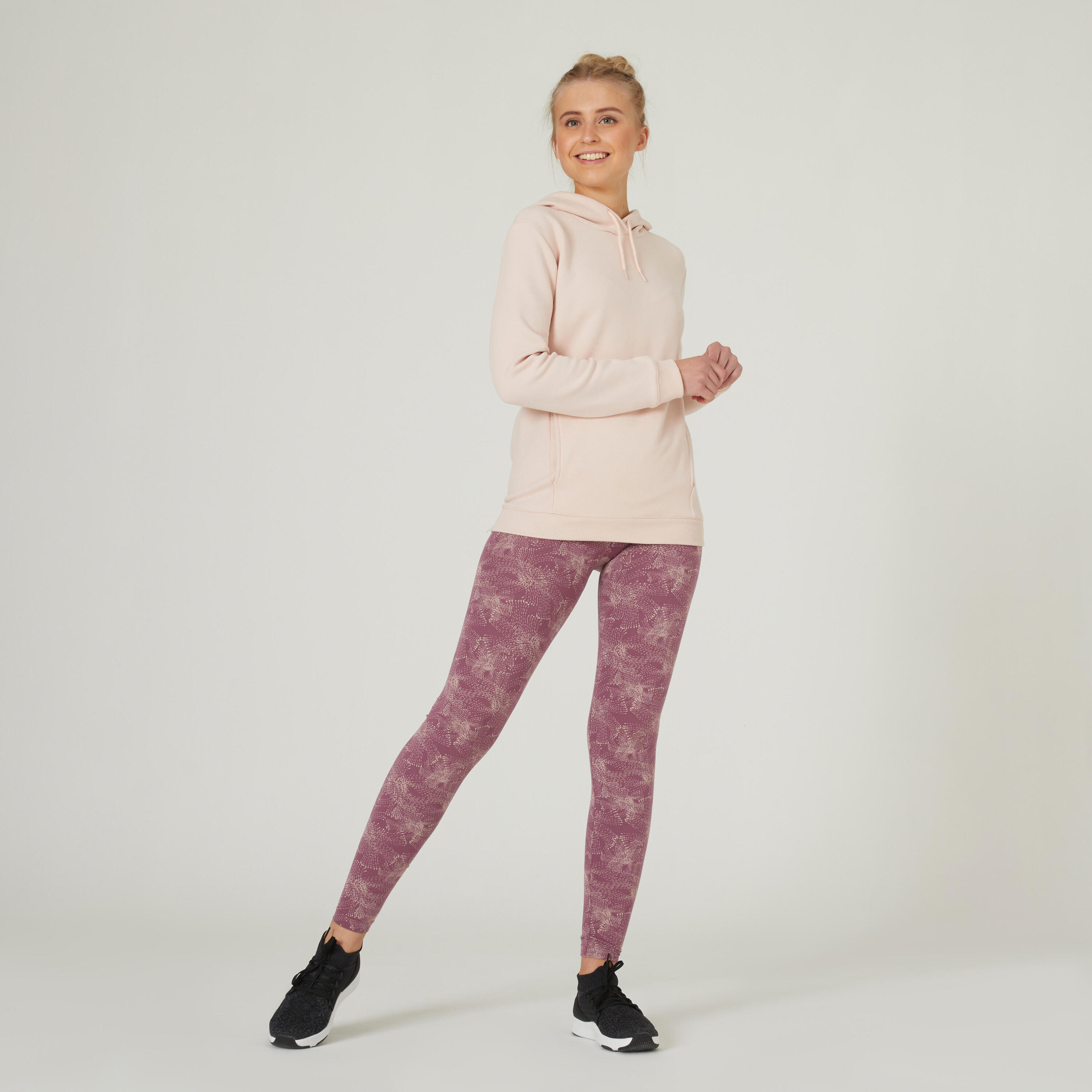 Women's Slim-Fit Fitness Leggings Fit+ 500 - Purple Print 3/6