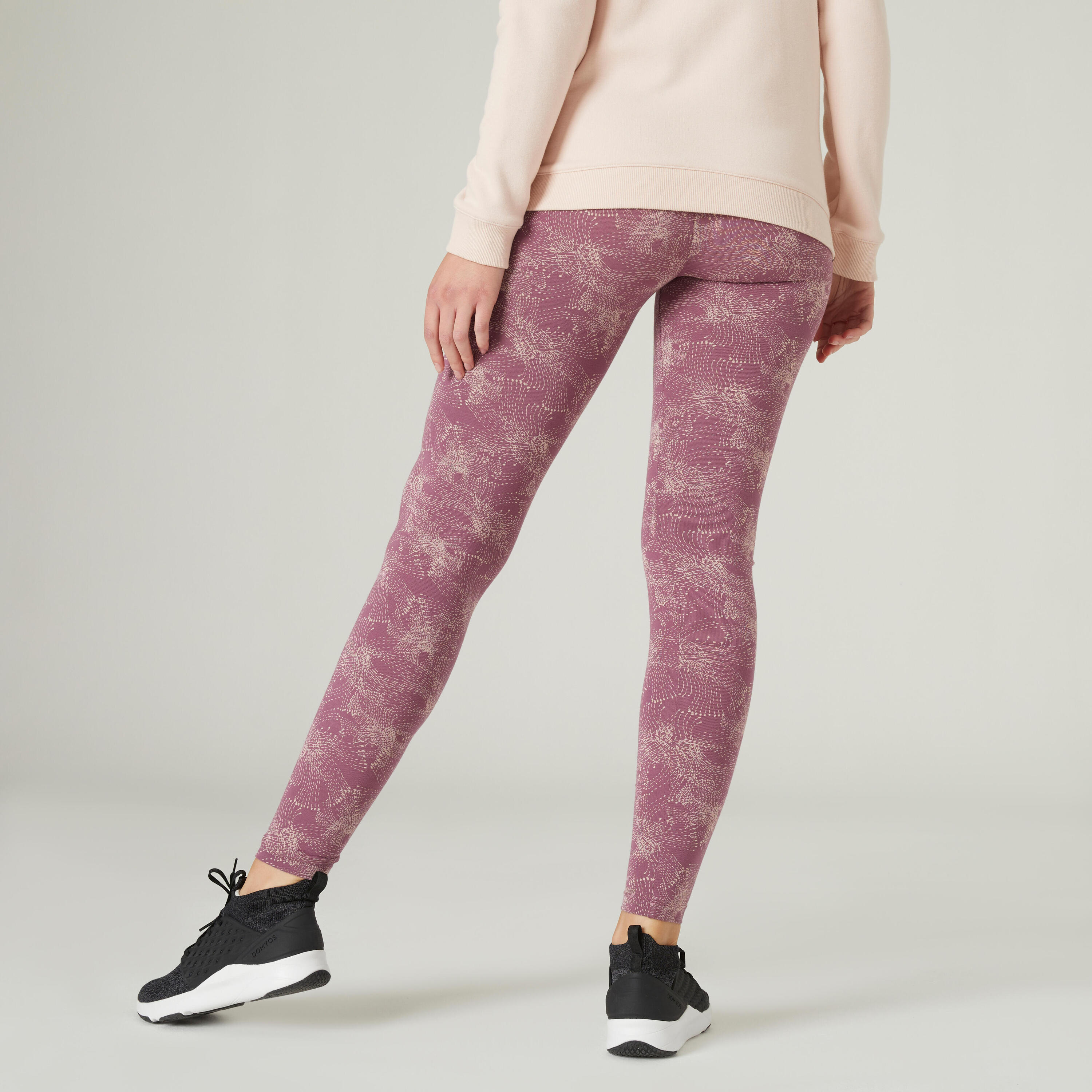 Women's Slim-Fit Fitness Leggings Fit+ 500 - Purple Print 2/6