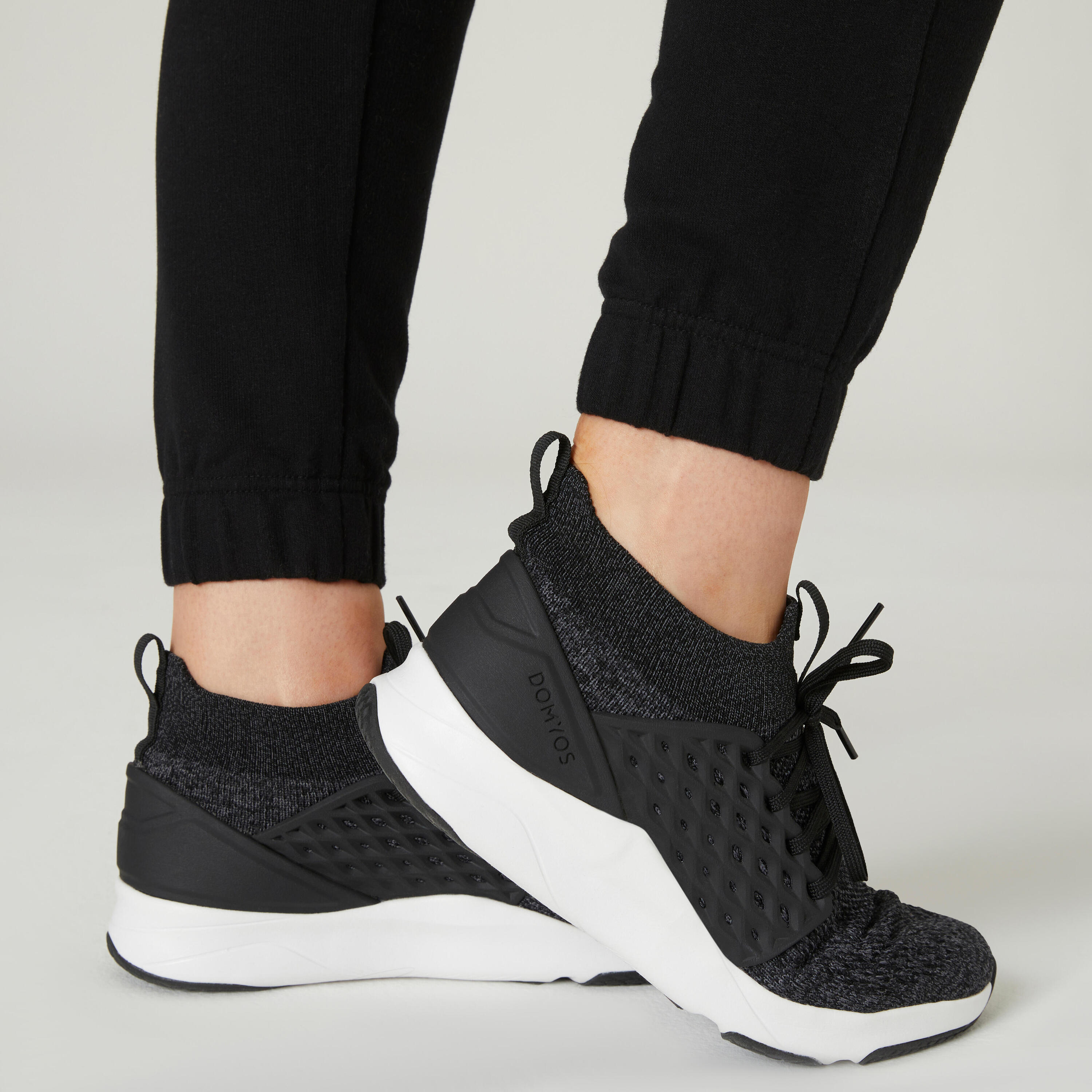 Pantalón jogger algodón fitness 500 Mujer Domyos negro 6/9