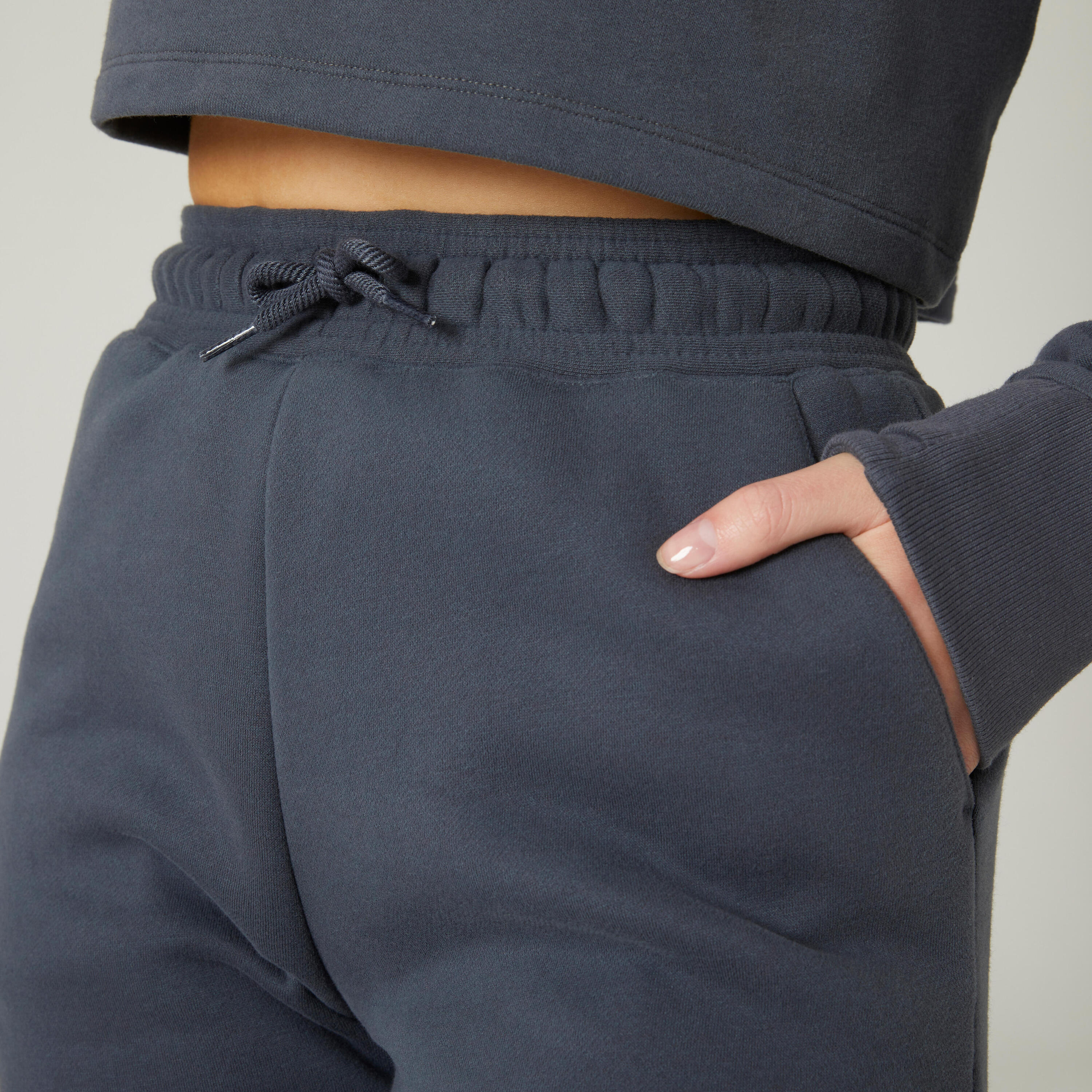 Pantaloni donna fitness 520 loose misto sintetico grigi 4/7