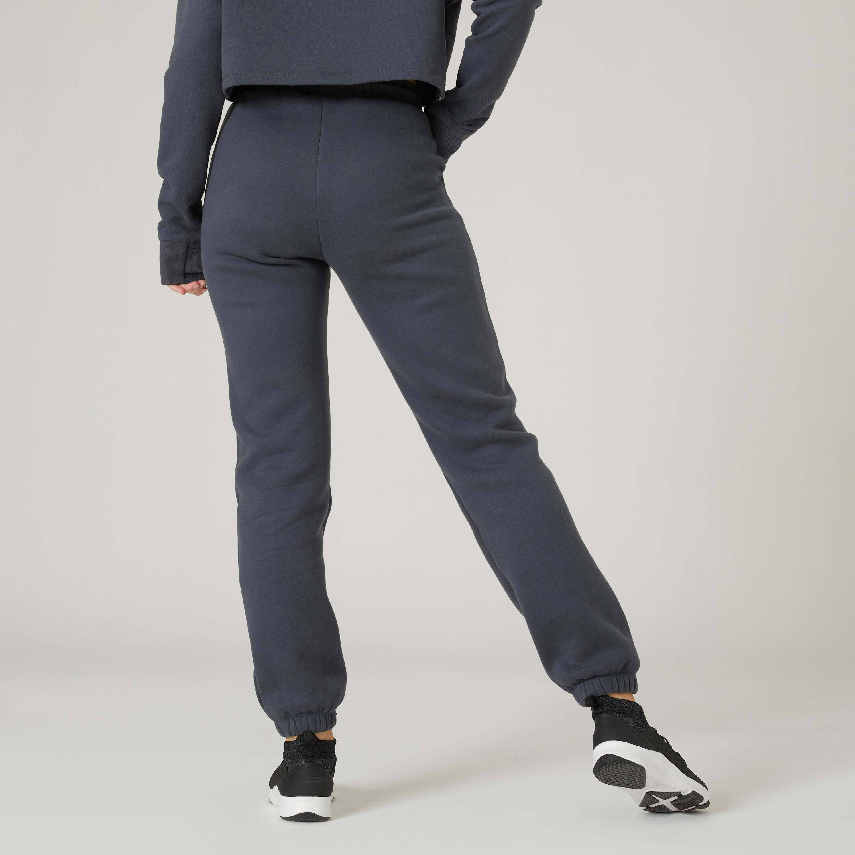 Pantaloni donna fitness 520 loose misto sintetico grigi 2/7