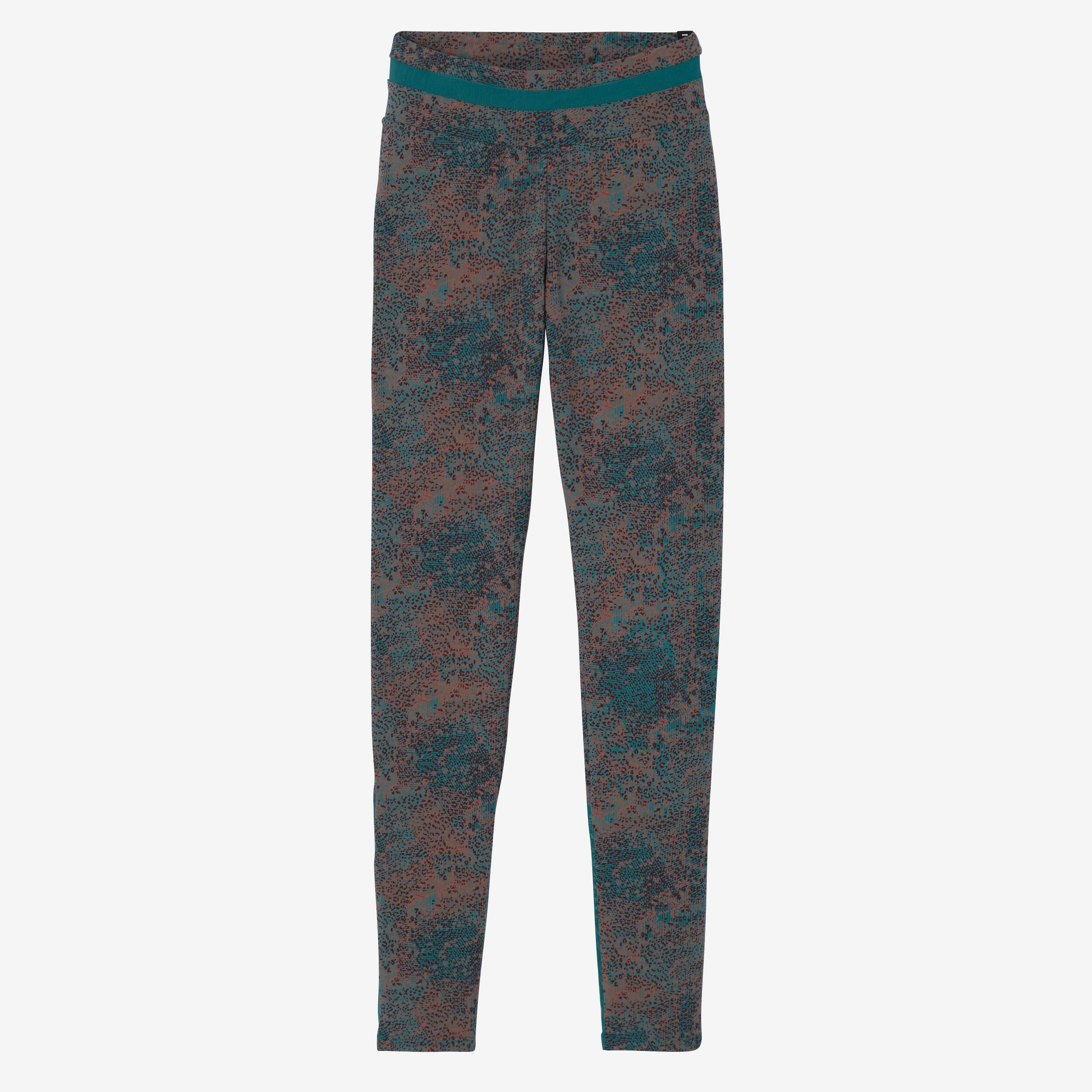 Stretchy High-Waisted Cotton Fitness Leggings with Mesh - Green Print 7/7