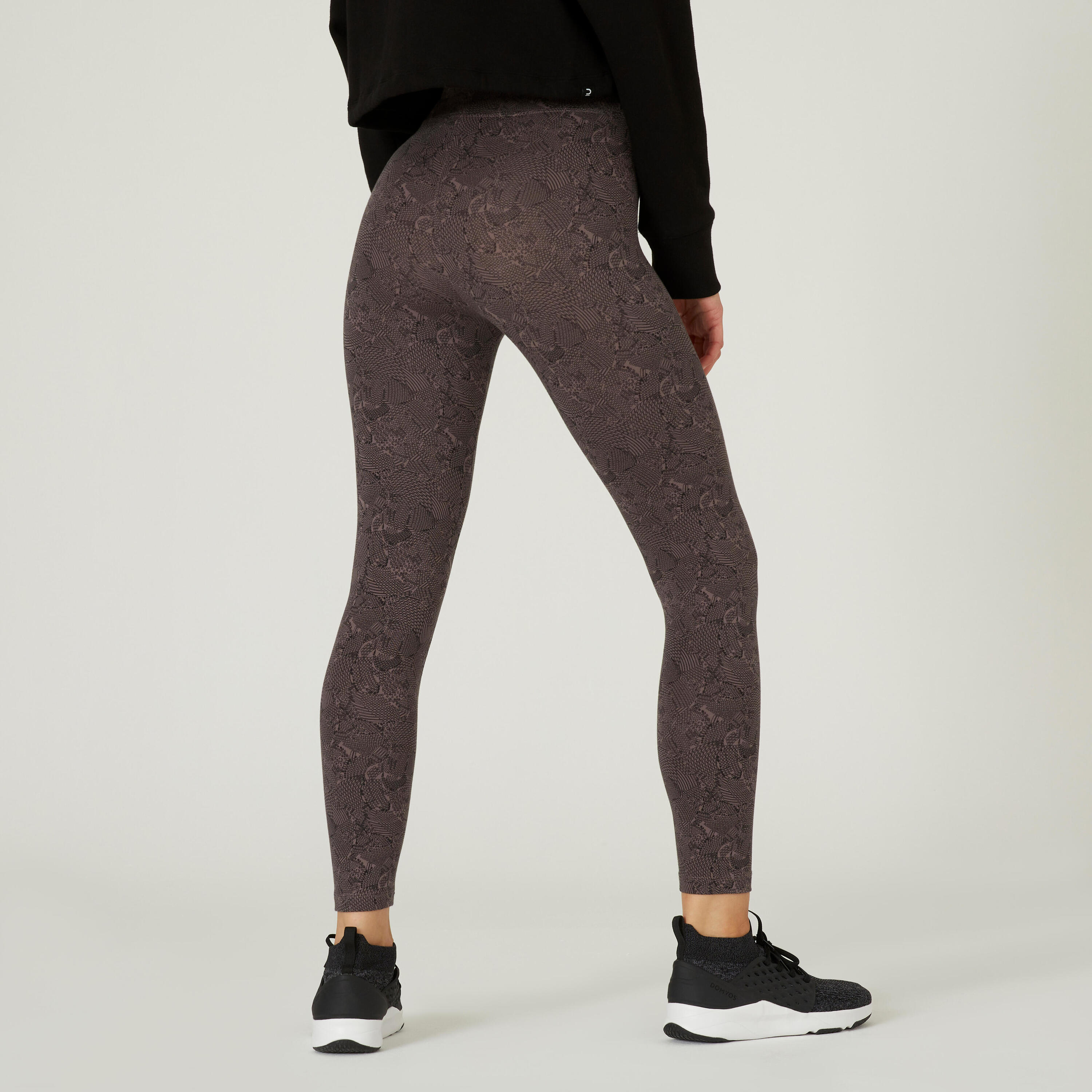 Women's 7/8 Fitness Leggings Fit+ 500 - Grey Print 2/6