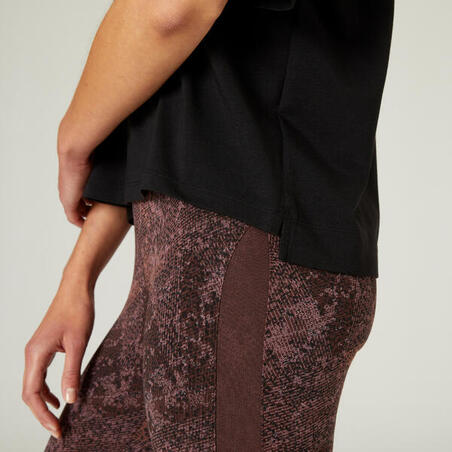 Футболка для фитнеса широкая преимущественно хлопковая женская чёрная 520