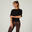 T-shirt fitness manches courtes large coton majoritaire femme - 520 noir