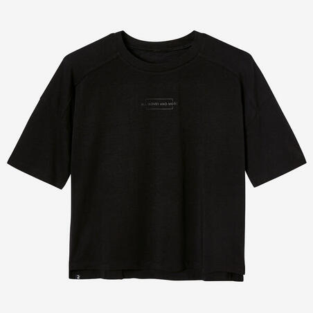 T-Shirt manches courtes Oversize Femme Coton - Noir