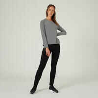 Women's Long-Sleeved Fitness T-Shirt 500 - Grey