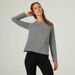 Fitnessshirt voor dames 520 loose fit hoofdzakelijk katoen, DOMYOS