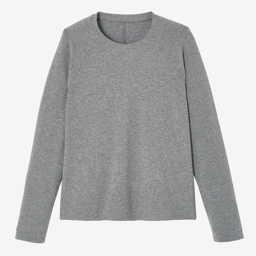 Women's Long-Sleeved Cotton T-Shirt - Light Pink