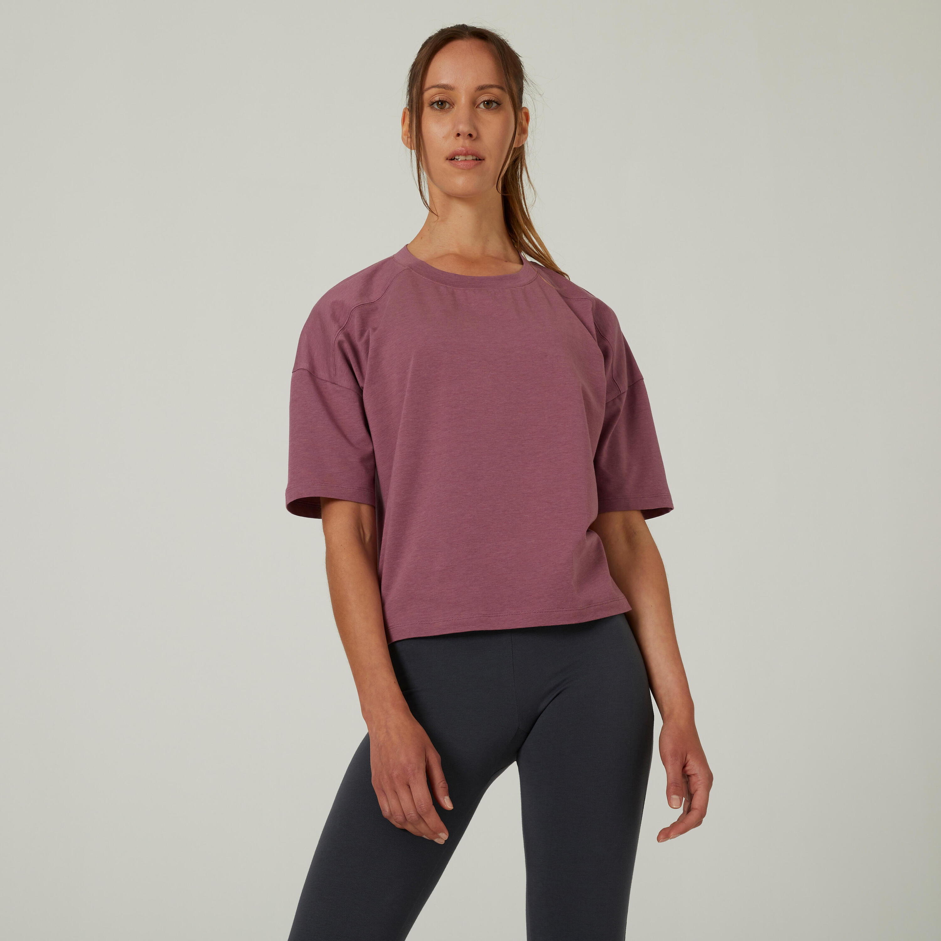 DOMYOS Women's Loose-Fit Fitness T-Shirt 520 - Grape