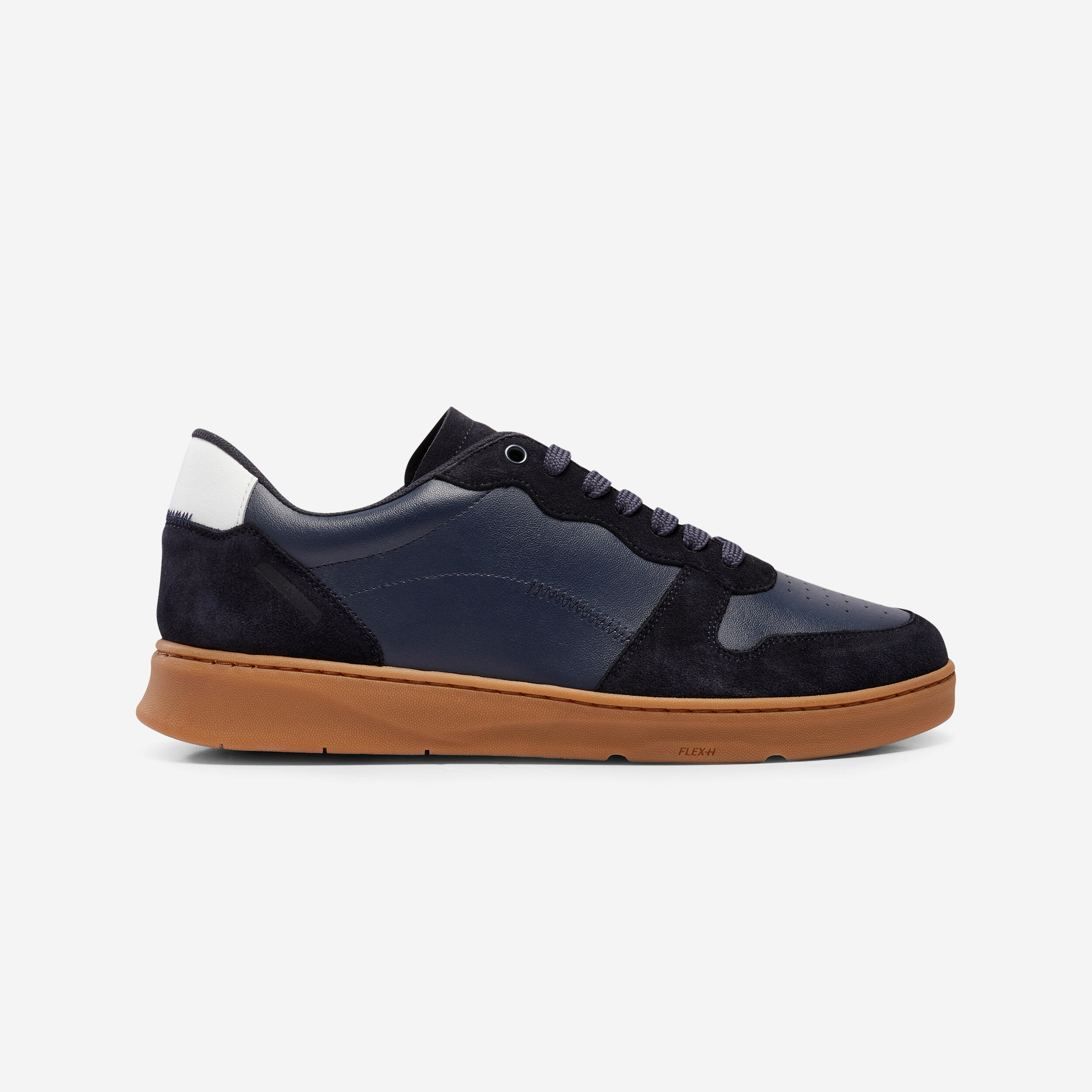 KALENJI MEN'S WALK PROTECT LEATHER TRAINERS - NAVY BLUE