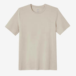 T-shirt fitness manches courtes droit col rond coton homme - 500 beige