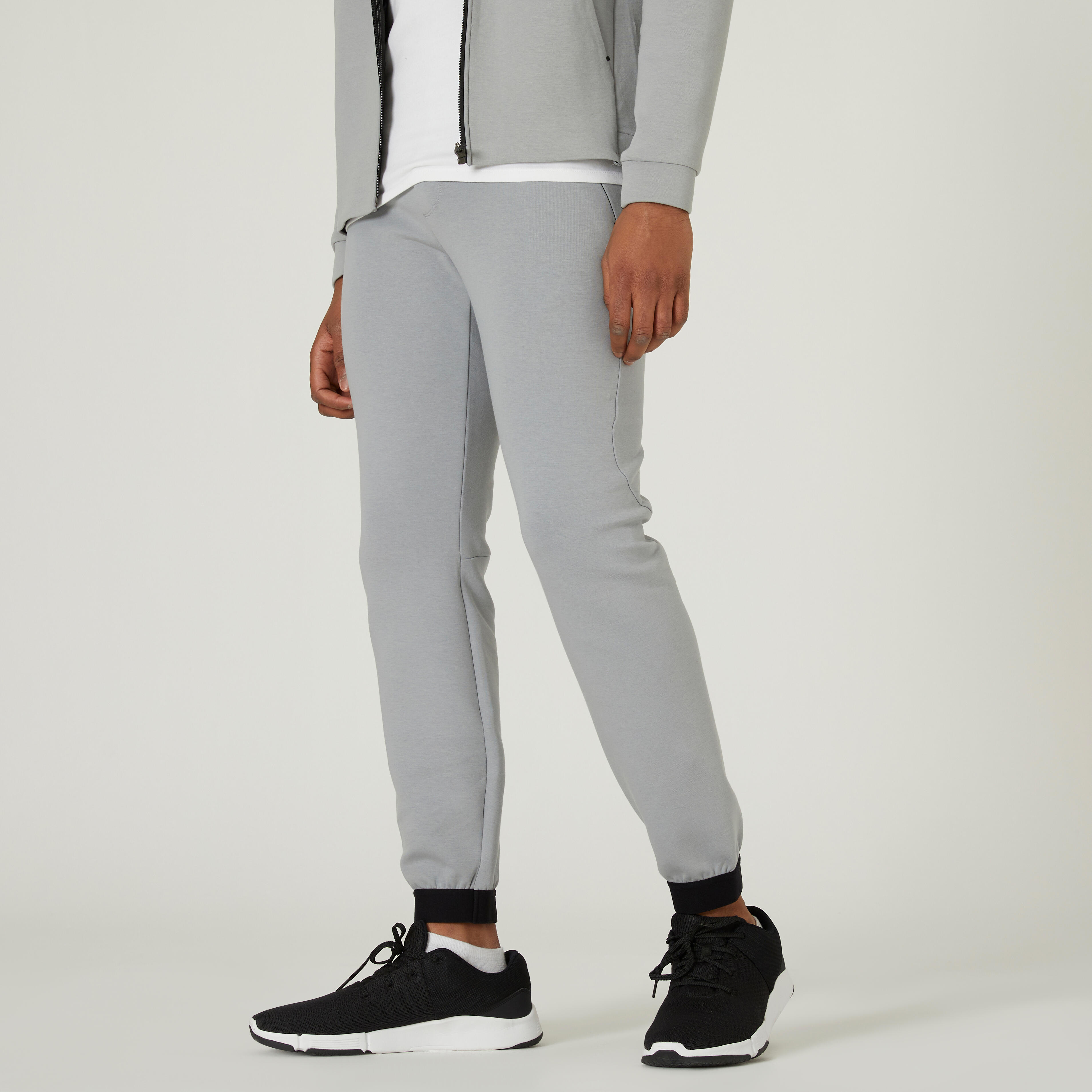 DOMYOS PÁNSKE NOHAVICE NA FITNESS 500 SIVÉ XS W28 L33
