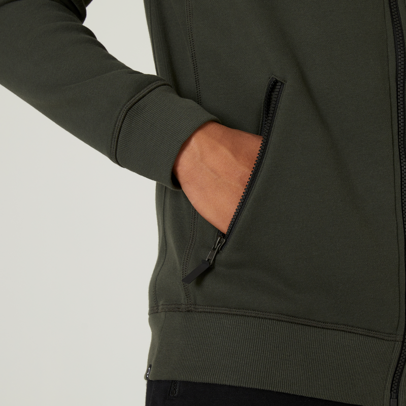 Sweat à Capuche Zippé Homme – Polyester, Coupe Ajustée, Poches Latérales