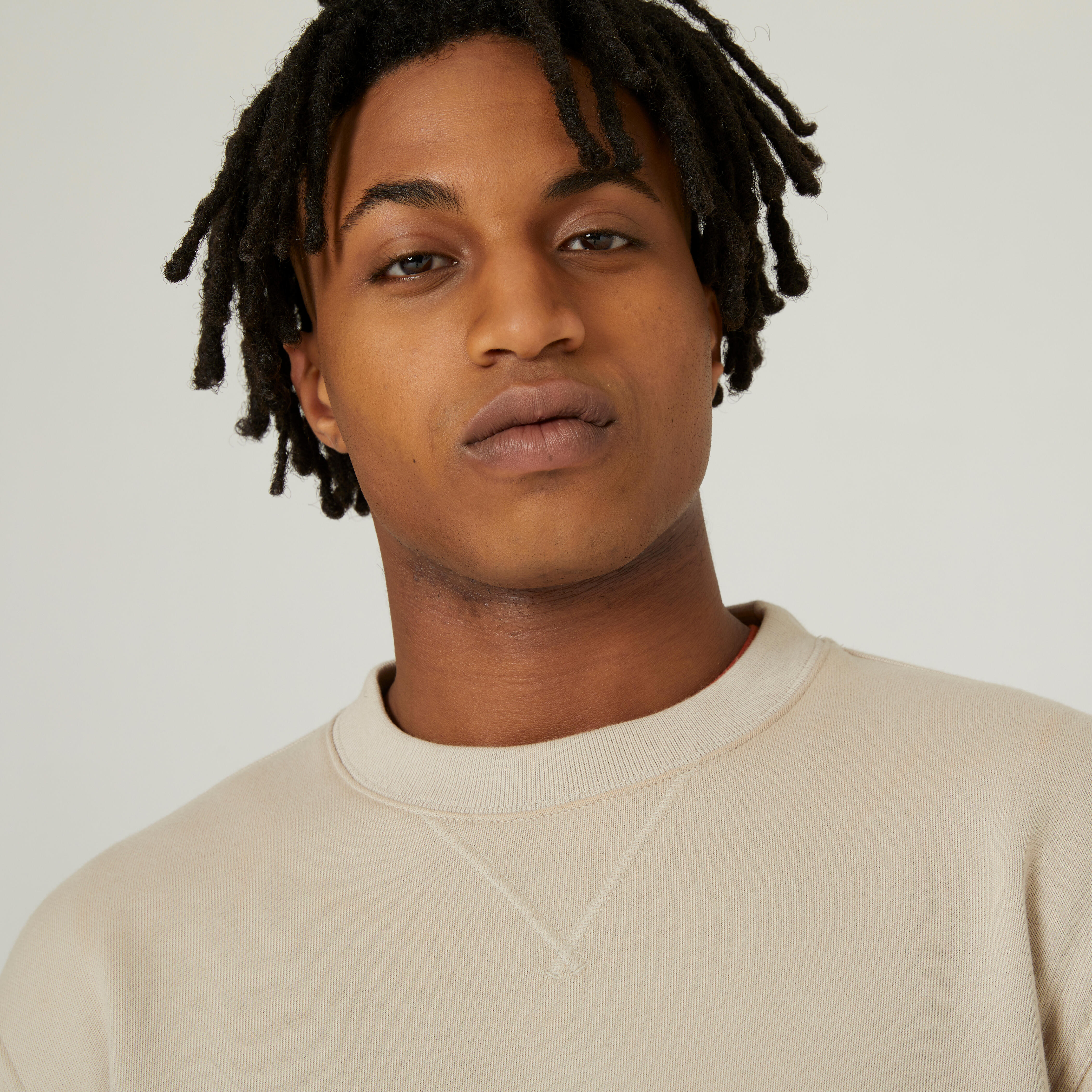 Men's Crew Neck Fitness Sweatshirt 500 - Linen