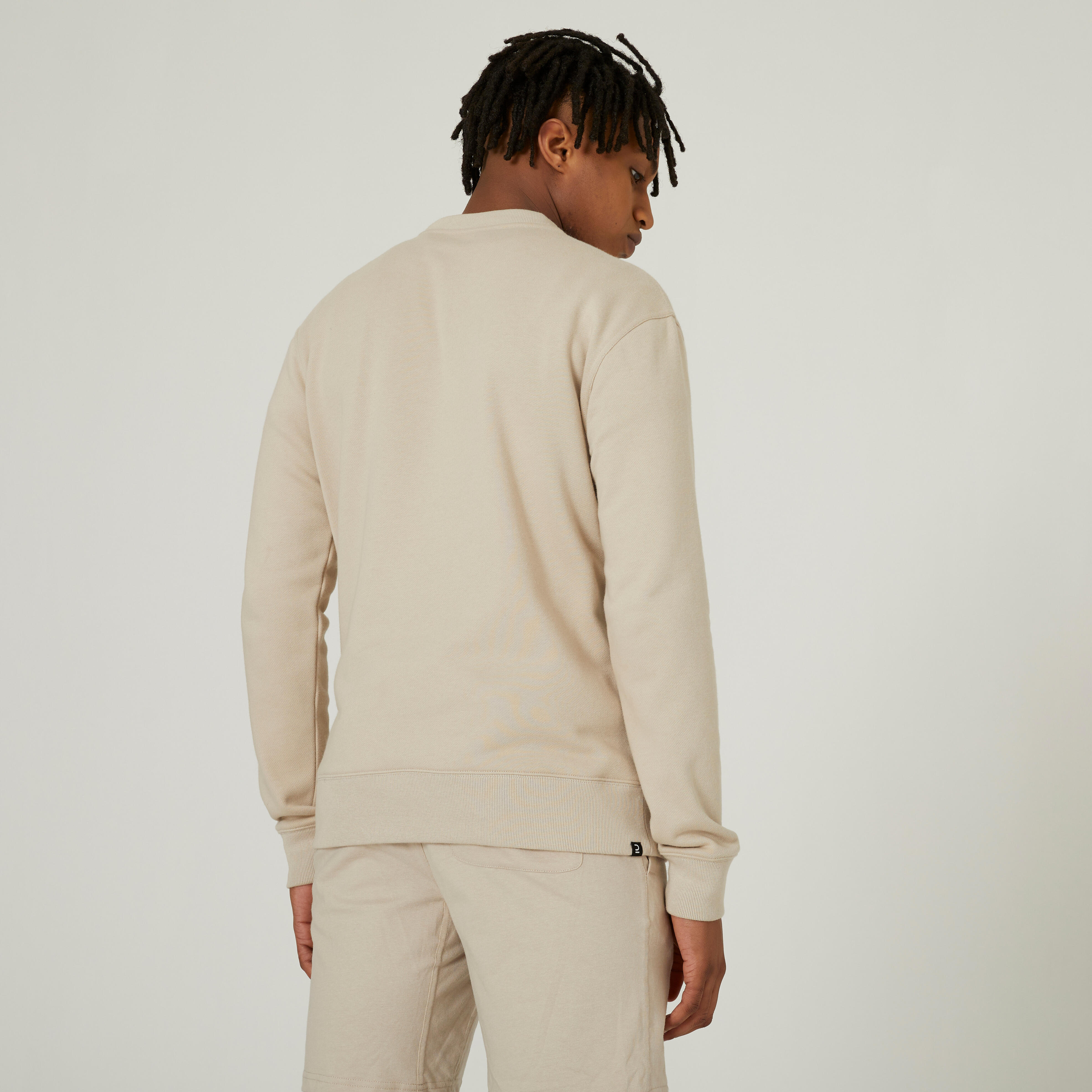 Men's Crew Neck Fitness Sweatshirt 500 - Linen