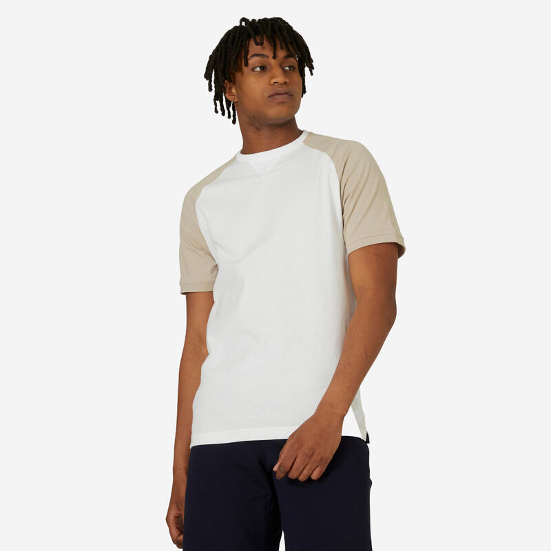T-shirt Fitness Homme - 520 Blanc et Beige