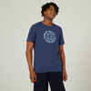 Men's Short-Sleeved Straight-Cut Crew Neck Cotton Fitness T-Shirt 500 - Blue