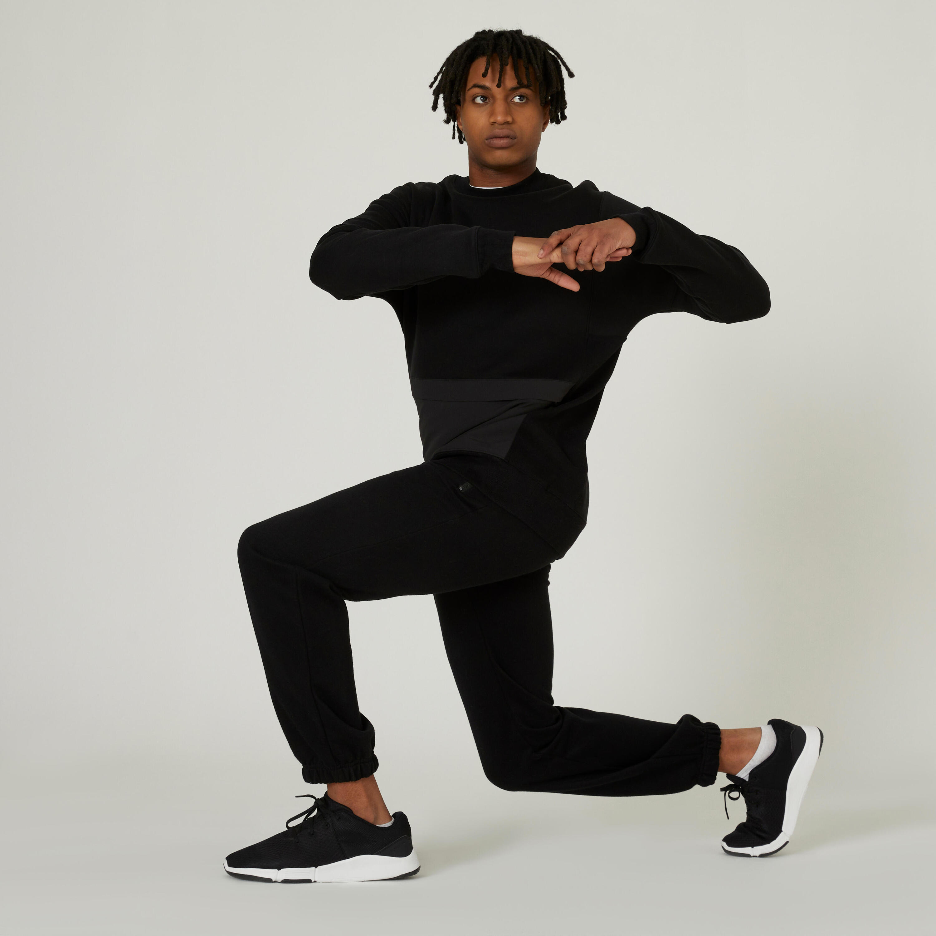 Men's Fitness Sweatshirt Crew 520 - Black 7/8