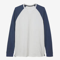 T-shirt Manches Longues Fitness homme - 520 Blanc et Bleu