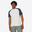 Camiseta fitness manga corta cuello redondo algodón Hombre 520 blanco y azul