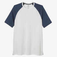 Men's Straight-Cut Crew Neck Cotton Fitness T-Shirt 520 - White & Blue