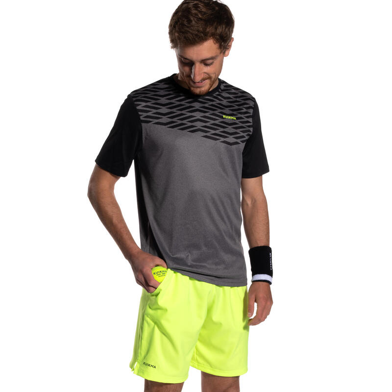 T-shirt de padel manches courtes respirant Homme - 500 gris noir