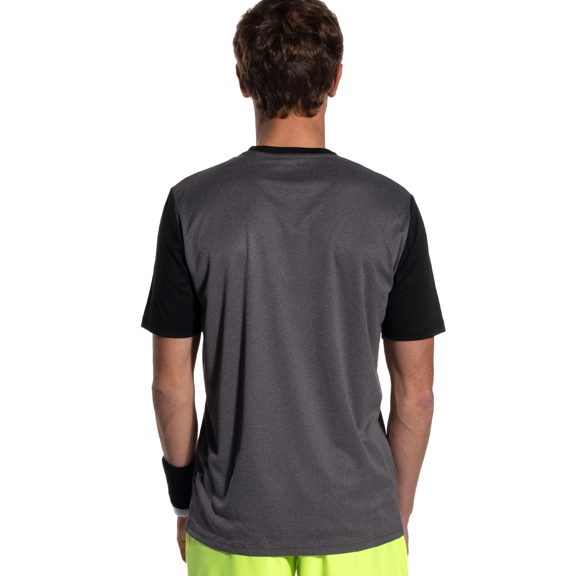 Men's Short-Sleeved Breathable Padel T-Shirt 500 - Grey & Black 3/5