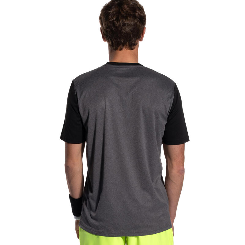 Tricou Respirant Padel PTS500 Gri-Negru Bărbați