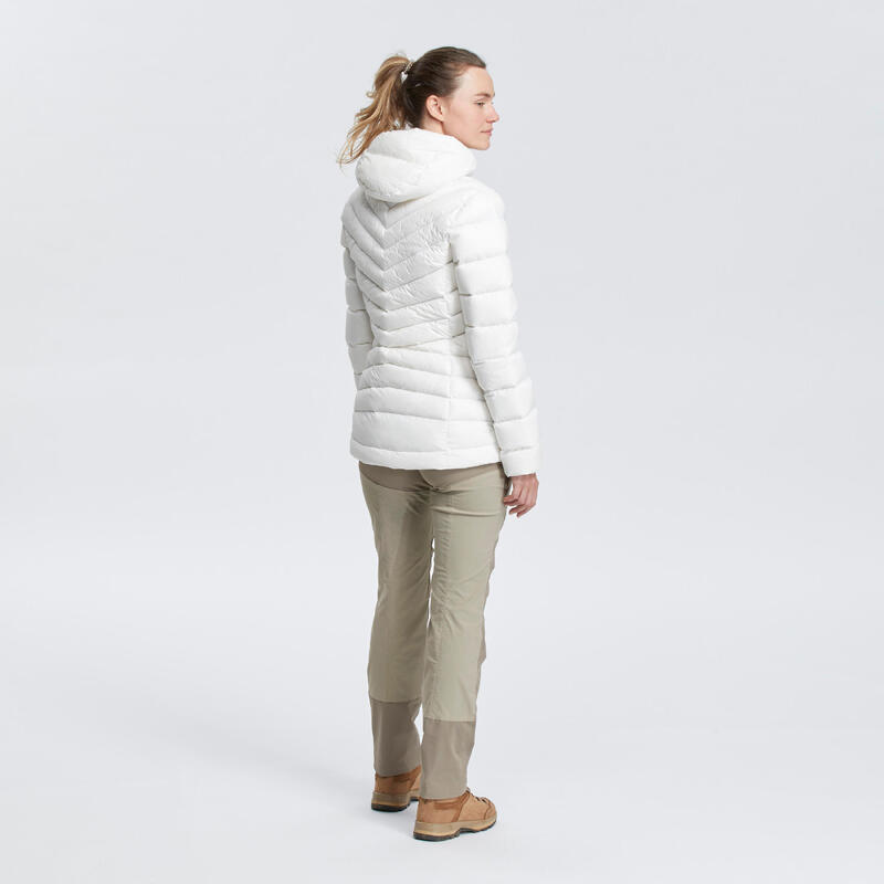 Daunenjacke Damen Kapuze bis -10 °C Trekking - MT500 