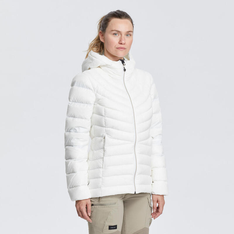 Donsjas met capuchon voor bergtrekking dames MT500 -10°C