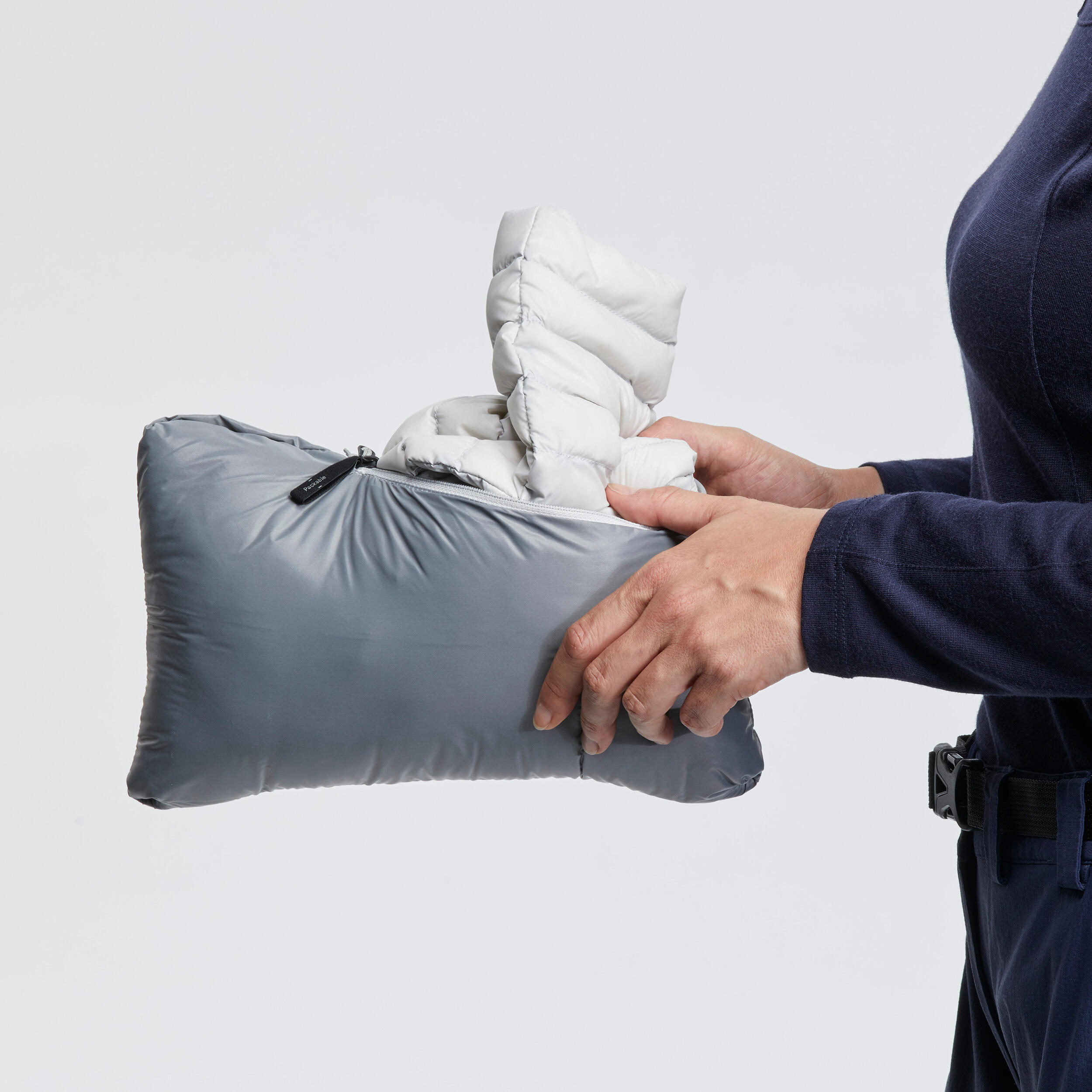 Women Trekking Down Jacket - MT100 -5°C Grey