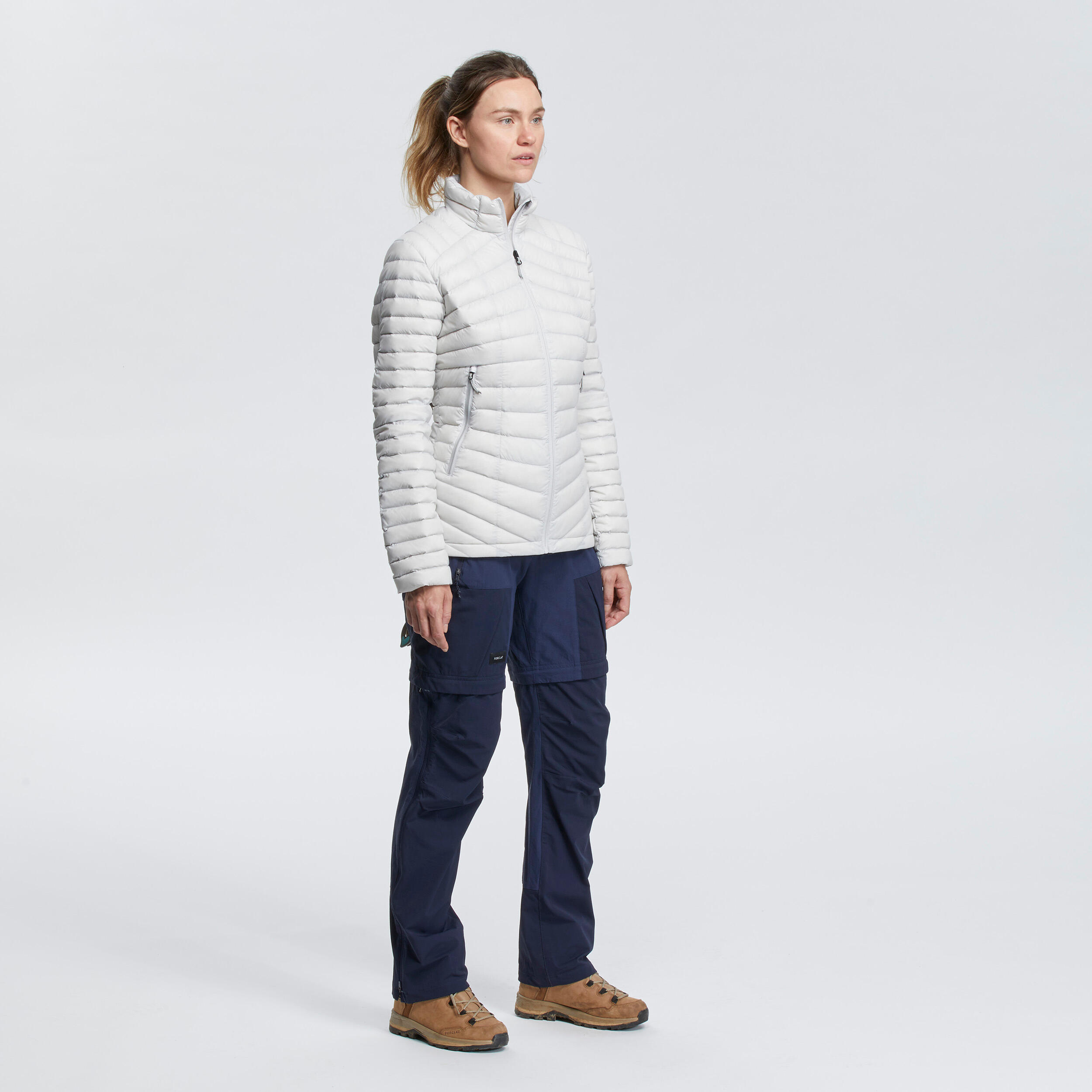 Women Trekking Down Jacket - MT100 -5°C Grey