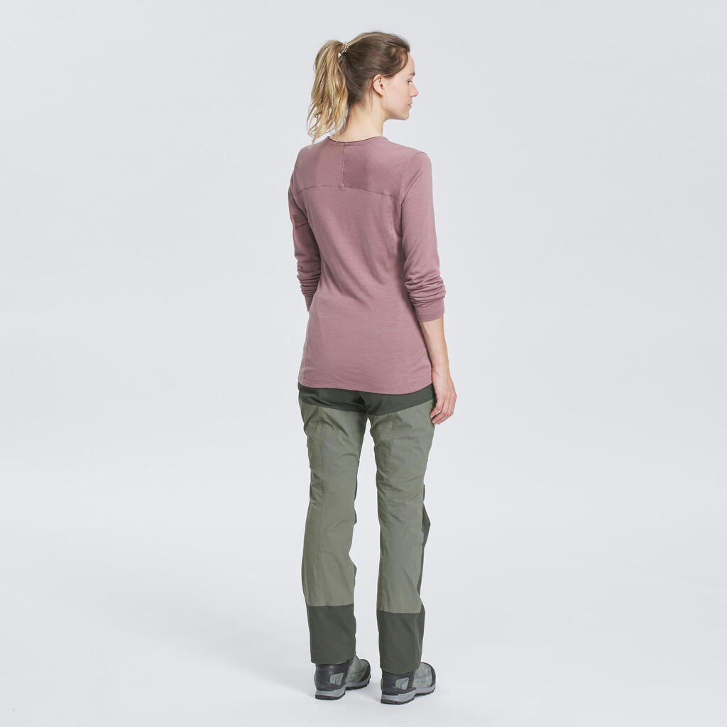 Women's MT500 long sleeve merino wool t-shirt  - BURGUNDY