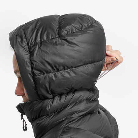 מעיל פוך עם קפוצ'ון לנשים לטרקים בהרים - MT500 -10°C שחור