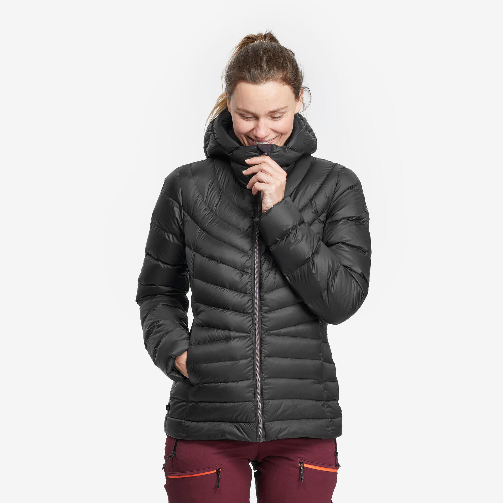 Women's mountain trekking hooded down jacket MT500 -10°C