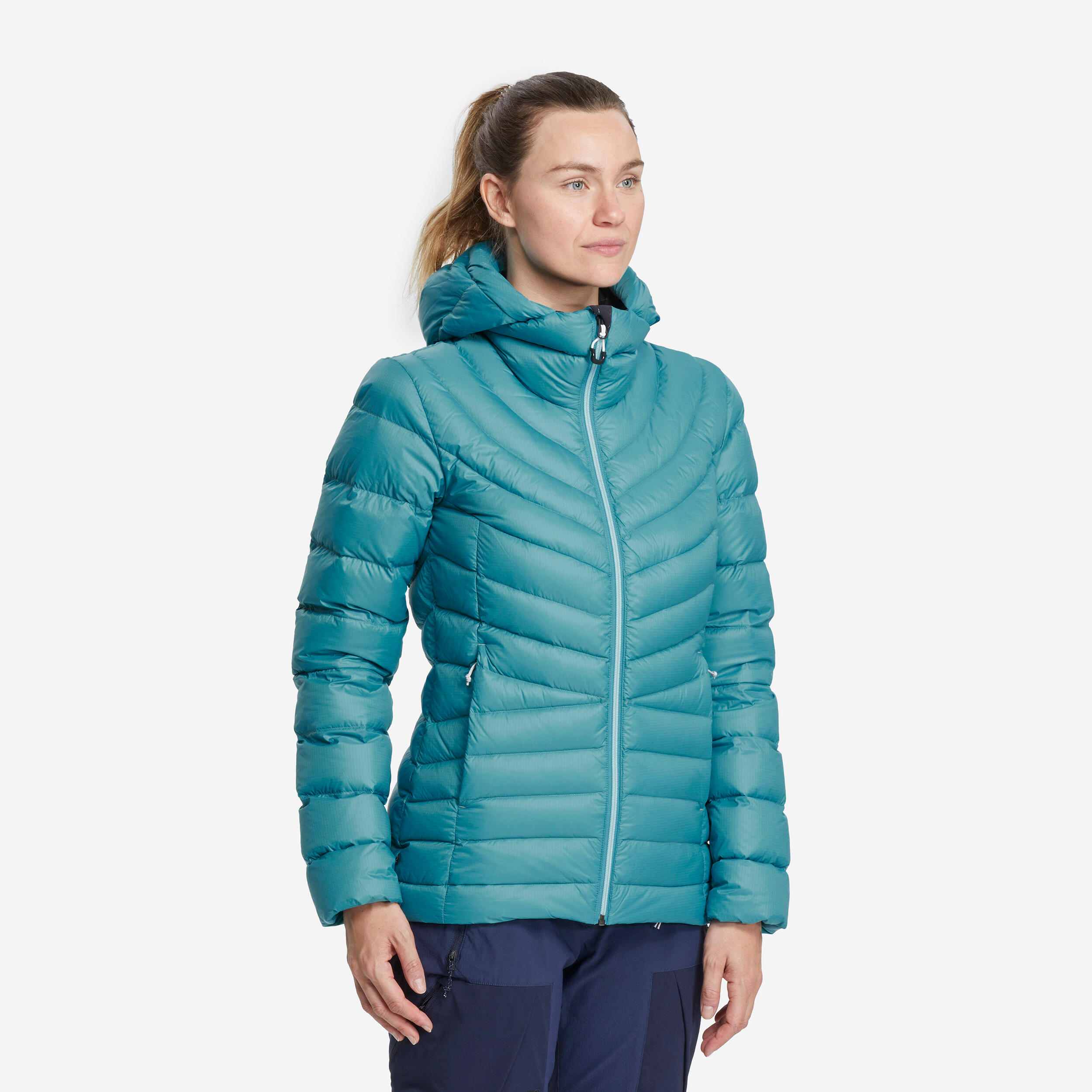 Women's Padded Winter Jacket – MT 100 Turquoise - [EN] ash blue