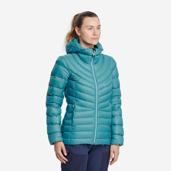 Daunenjacke Damen bis 10 °C Kapuze Trekking - MT500 rot
