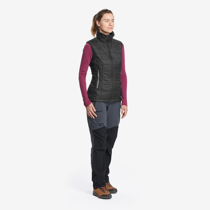 Synthetische bodywarmer voor bergtrekking dames MT100 zwart